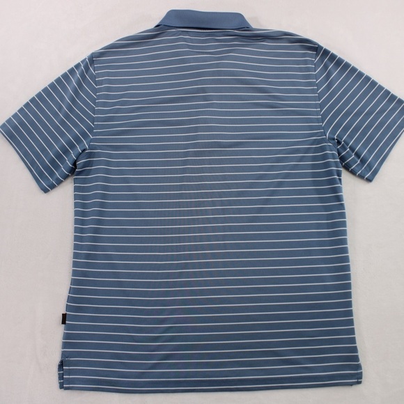 Greg Norman Tasso Elba Mens Small Blue Stripe Polo Short Sleeve EUC Shirt - Picture 8 of 8